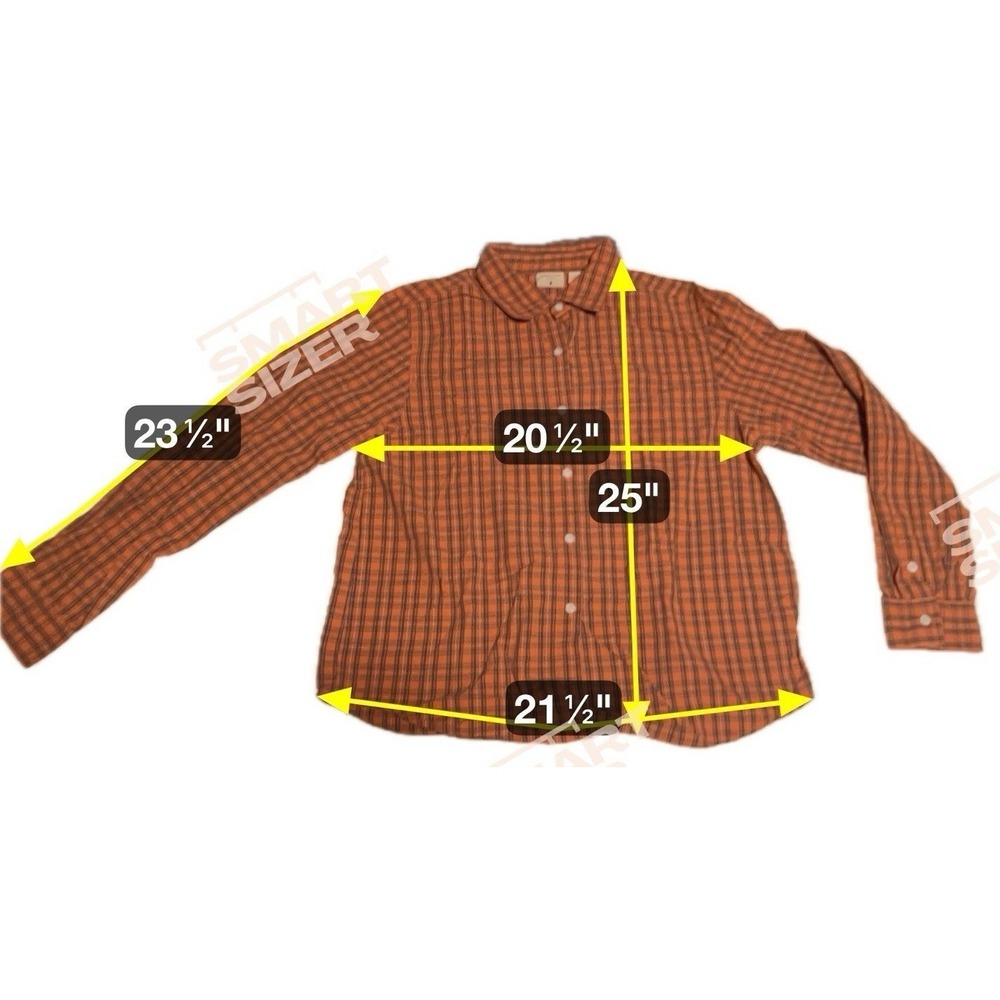 Mountain Lake Orange Plaid Button Down, 100% Cotton Long Sleeve Shirt Women's XL - Picture 2 of 9